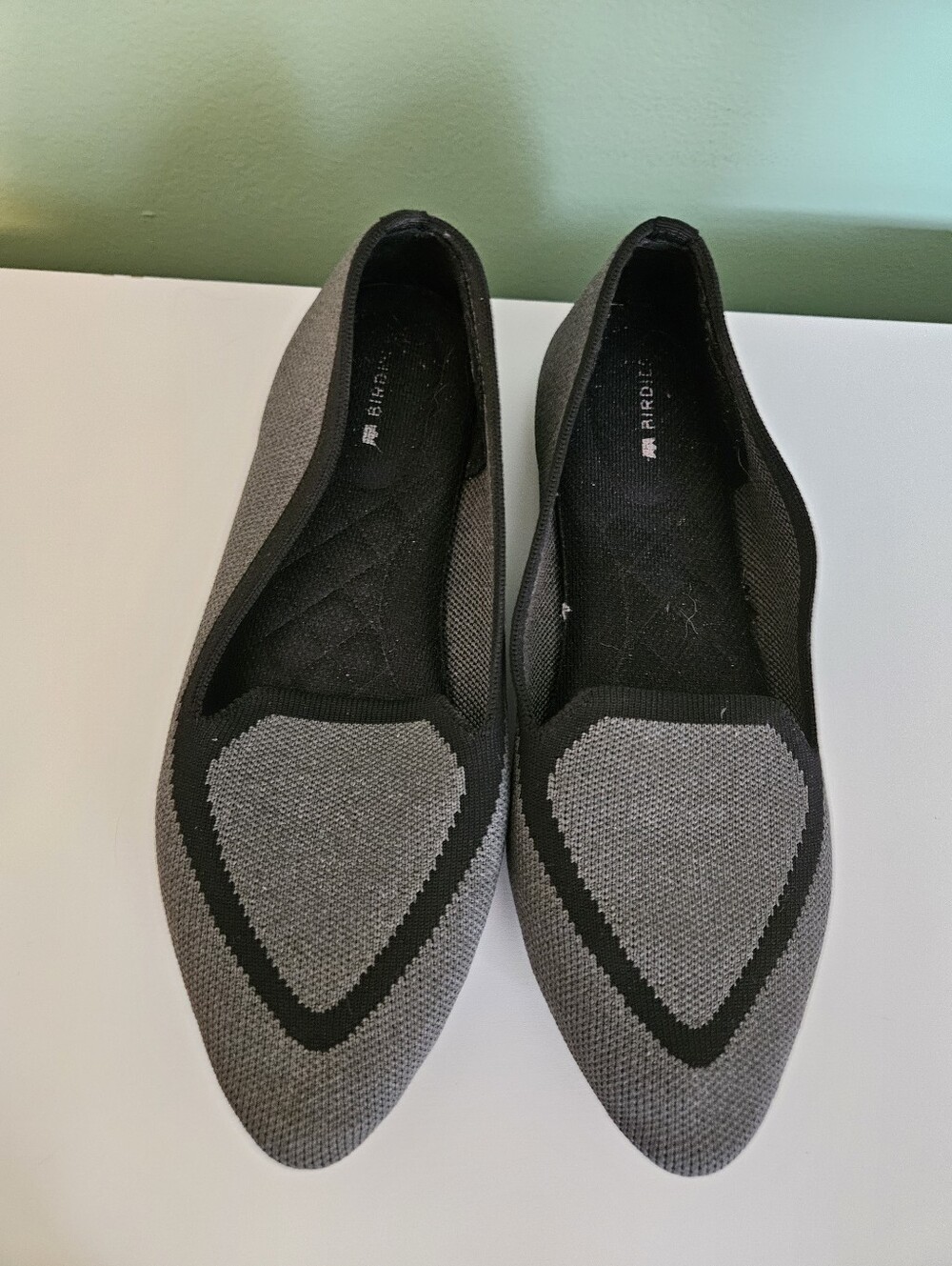 Birdies Gray The Blackbird Pointed Knit Ballet Flats